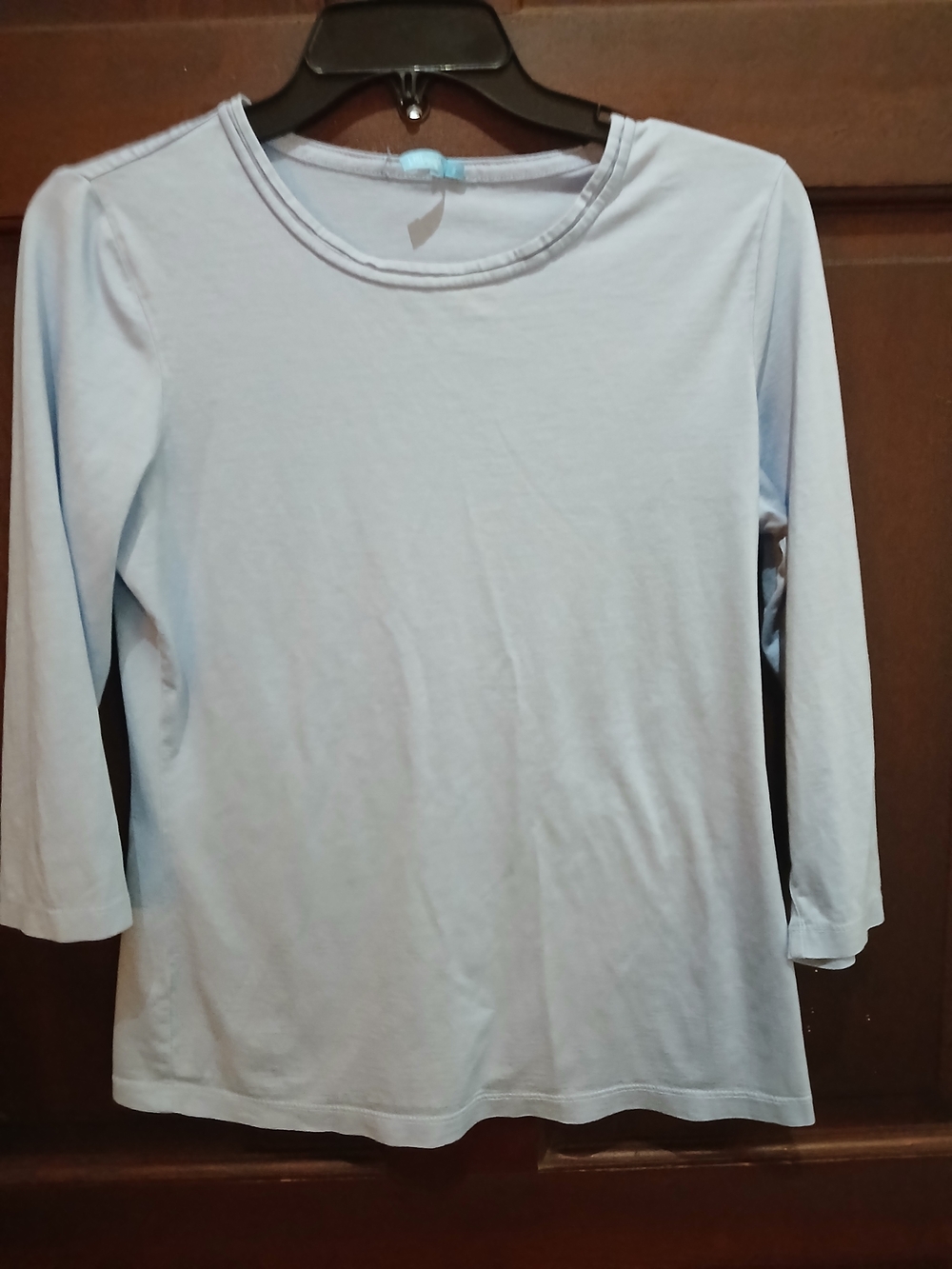 J. McLaughlin Pale Blue Long Sleeve Crewneck Top Mostly Silk Size S